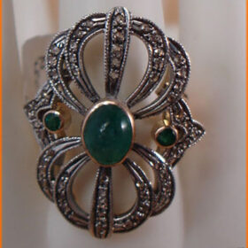 polki rings 2.04 Tcw Emerald Rose Cut Diamond 925 Sterling Silver art deco jewelry