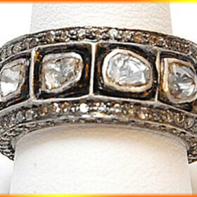 rose cut rings 2.9 Tcw  Rose Cut Diamond 925 Sterling Silver vintage art deco jewelry