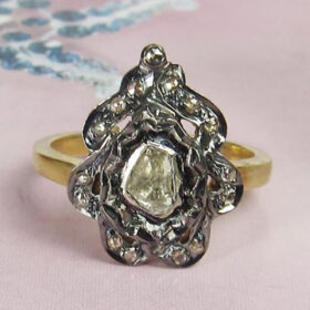 vintage engagement rings 0.42 Tcw  Rose Cut Diamond 925 Sterling Silver vintage diamond jewelry