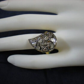 victorian rings 1.95 Tcw  Rose Cut Diamond 925 Sterling Silver vintage jewelry