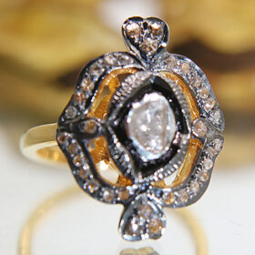 vintage engagement rings 0.66 Tcw  Rose Cut Diamond 925 Sterling Silver vintage style jewelry