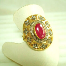 victorian rings 2.8 Tcw Ruby Rose Cut Diamond 925 Sterling Silver antique vintage jewelry