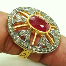 rose cut rings 3.75 Tcw Ruby Rose Cut Diamond 925 Sterling Silver antique jewelry