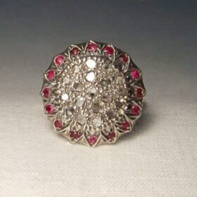 vintage engagement rings 1.25 Tcw Ruby Rose Cut Diamond 925 Sterling Silver art deco jewelry