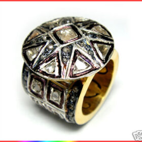 antique rings 1.8 Tcw  Rose Cut Diamond 925 Sterling Silver victorian jewelry