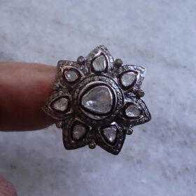 rose cut rings 1.71 Tcw  Rose Cut Diamond 925 Sterling Silver vintage jewelry