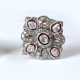 rose cut rings 1.35 Tcw  Rose Cut Diamond 925 Sterling Silver vintage style jewelry