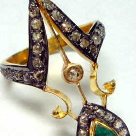 vintage rings 2 Tcw Emerald Rose Cut Diamond 925 Sterling Silver vintage jewelry