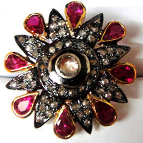 vintage engagement rings 4.12 Tcw Ruby Rose Cut Diamond 925 Sterling Silver vintage diamond jewelry