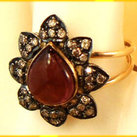 vintage rings 3.64 Tcw Ruby Rose Cut Diamond 925 Sterling Silver vintage style jewelry