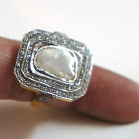 vintage engagement rings 1 Tcw  Rose Cut Diamond 925 Sterling Silver victorian jewelry