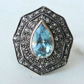 uncut ring 2.9 Tcw Topaz Rose Cut Diamond 925 Sterling Silver victorian jewelry