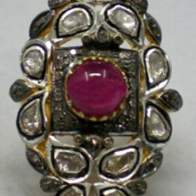 vintage rings 2.3 Tcw Ruby Rose Cut Diamond 925 Sterling Silver antique vintage jewelry