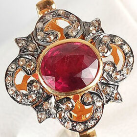 vintage engagement rings 3.3 Tcw Ruby Rose Cut Diamond 925 Sterling Silver vintage style jewelry