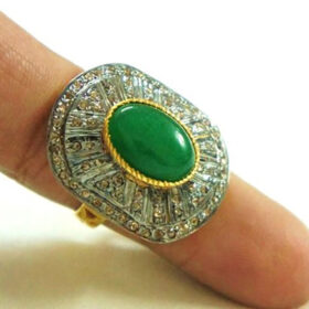 vintage rings 3.5 Tcw Emerald Rose Cut Diamond 925 Sterling Silver vintage diamond jewelry