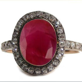 rose cut rings 2.9 Tcw Ruby Rose Cut Diamond 925 Sterling Silver vintage style jewelry