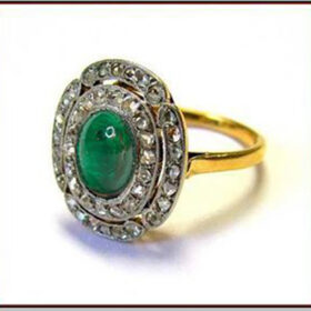 vintage engagement rings 3 Tcw Emerald Rose Cut Diamond 925 Sterling Silver antique vintage jewelry
