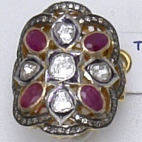 vintage engagement rings 2.75 Tcw Ruby Rose Cut Diamond 925 Sterling Silver antique jewelry