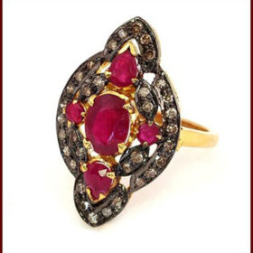 vintage rings 4.62 Tcw Ruby Rose Cut Diamond 925 Sterling Silver vintage style jewelry