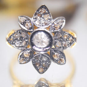 rose cut rings 1.05 Tcw  Rose Cut Diamond 925 Sterling Silver antique vintage jewelry