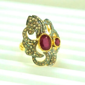 uncut ring 3.45 Tcw Ruby Rose Cut Diamond 925 Sterling Silver vintage diamond jewelry