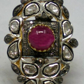 victorian rings 2.55 Tcw ruby Rose Cut Diamond 925 Sterling Silver vintage style jewelry