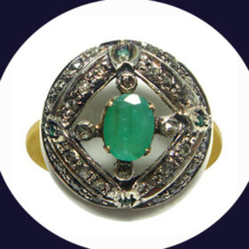 antique rings 3.2 Tcw Emerald Rose Cut Diamond 925 Sterling Silver vintage art deco jewelry