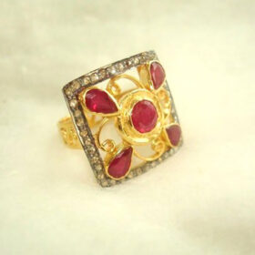 vintage engagement rings 3.6 Tcw Ruby Rose Cut Diamond 925 Sterling Silver vintage jewelry