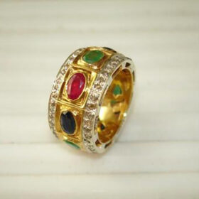 vintage engagement rings 6.15 Tcw emerald, ruby, sapphire Rose Cut Diamond 925 Sterling Silver vintage style jewelry
