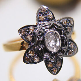 victorian rings 0.51 Tcw  Rose Cut Diamond 925 Sterling Silver vintage art deco jewelry