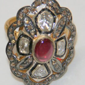uncut ring 2.75 Tcw Ruby Rose Cut Diamond 925 Sterling Silver vintage jewelry