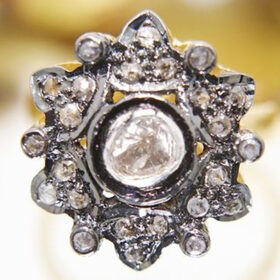 vintage engagement rings 1.25 Tcw  Rose Cut Diamond 925 Sterling Silver fine antique jewelry