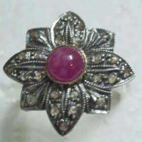 vintage rings 2 Tcw Ruby Rose Cut Diamond 925 Sterling Silver vintage jewelry