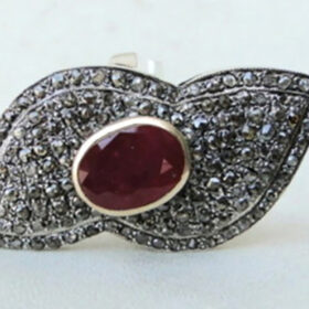 vintage engagement rings 3 Tcw Ruby Rose Cut Diamond 925 Sterling Silver victorian jewelry