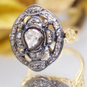 polki rings 0.7 Tcw  Rose Cut Diamond 925 Sterling Silver antique vintage jewelry