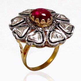 antique rings 2.1 Tcw Ruby Rose Cut Diamond 925 Sterling Silver vintage diamond jewelry
