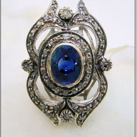 vintage engagement rings 2.44 Tcw Blue Sapphire Rose Cut Diamond 925 Sterling Silver vintage style jewelry