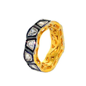 polki rings 1 Tcw  Rose Cut Diamond 925 Sterling Silver victorian jewelry