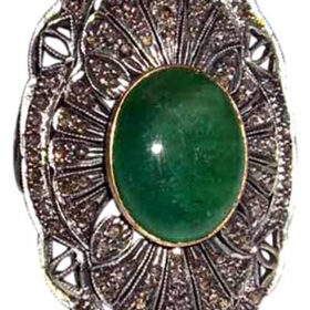 victorian rings 3.63 Tcw Emerald Rose Cut Diamond 925 Sterling Silver fine antique jewelry