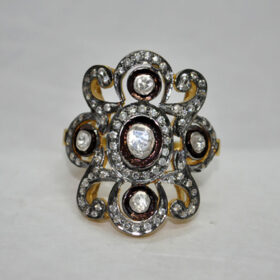 polki rings 1.94 Tcw  Rose Cut Diamond 925 Sterling Silver vintage jewelry