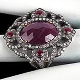 vintage engagement rings 8.06 Tcw Ruby Rose Cut Diamond 925 Sterling Silver vintage diamond jewelry