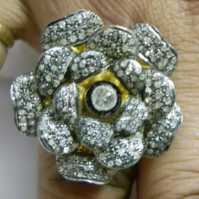 uncut ring 2.6 Tcw  Rose Cut Diamond 925 Sterling Silver vintage art deco jewelry