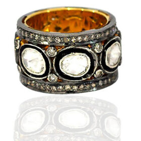 polki rings 2.2 Tcw  Rose Cut Diamond 925 Sterling Silver vintage art deco jewelry