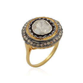uncut ring 1.35 Tcw  Rose Cut Diamond 925 Sterling Silver vintage diamond jewelry