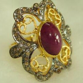 vintage rings 2.25 Tcw Ruby Rose Cut Diamond 925 Sterling Silver art deco jewelry