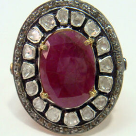 antique rings 4.55 Tcw Ruby Rose Cut Diamond 925 Sterling Silver vintage art deco jewelry