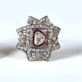 rose cut rings 1.8 Tcw  Rose Cut Diamond 925 Sterling Silver vintage diamond jewelry