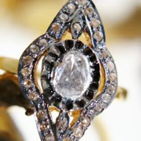 victorian rings 1.35 Tcw  Rose Cut Diamond 925 Sterling Silver art deco jewelry