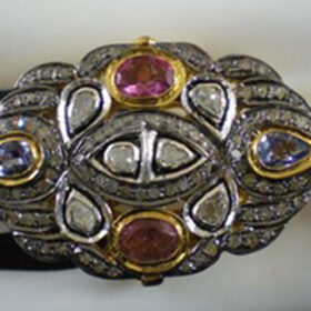 polki rings 4.6 Tcw ruby, sapphire Rose Cut Diamond 925 Sterling Silver vintage diamond jewelry