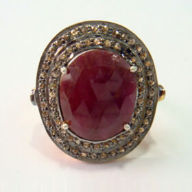 polki rings 3.22 Tcw Ruby Rose Cut Diamond 925 Sterling Silver fine antique jewelry